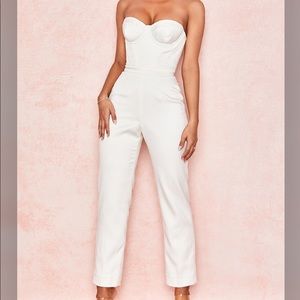 House of CB Kaela Satin Ivory Jumpsuit
